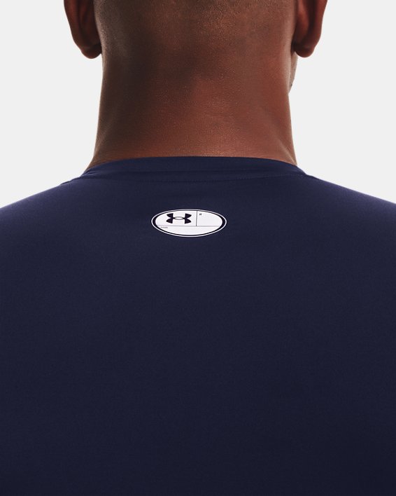 Men's HeatGear® Short Sleeve, Blue, pdpMainDesktop image number 3